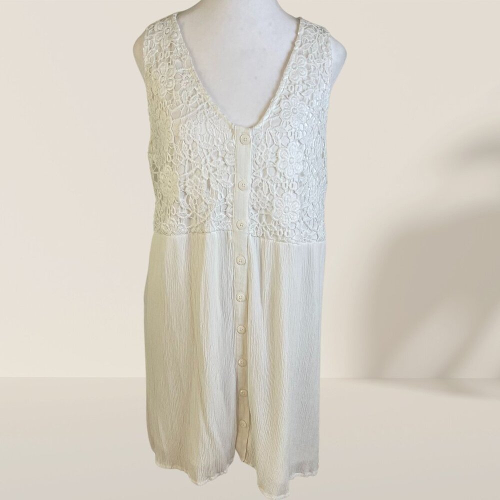 Xhilaration White Lace Button-Front Mini Dress XXL 🌿✨